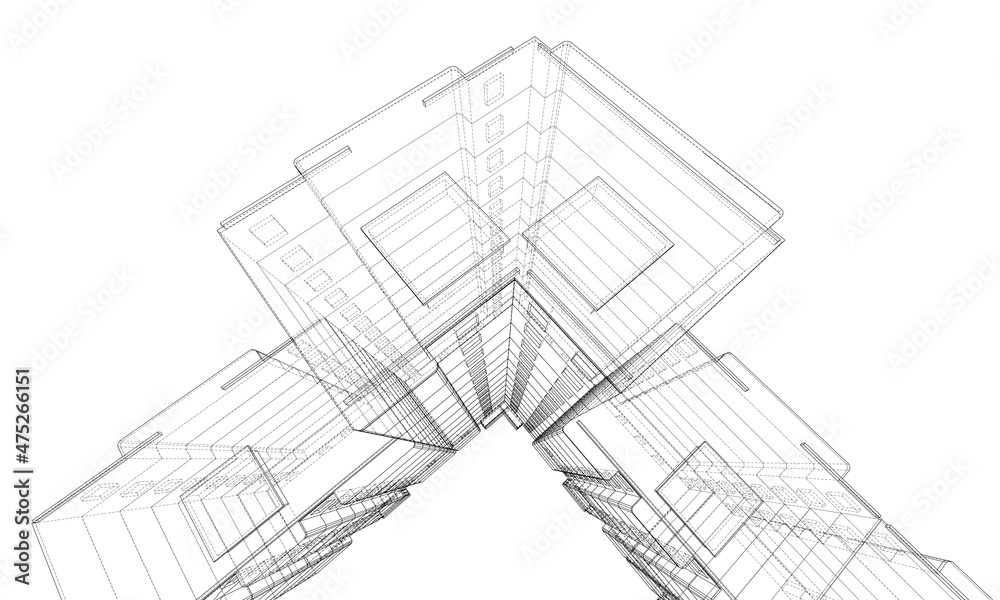 Wire-frame model of a multi-storey building