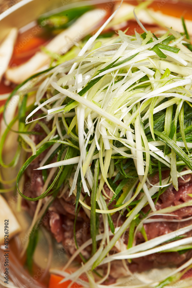 Green onion Bulgogi ,sliced and seasoned Green onion Bulgogi ,sliced and seasoned