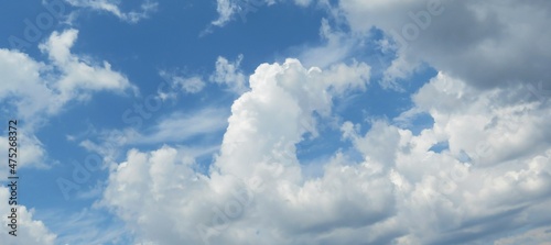 Panoramic view of beautiful curly clouds in the sky