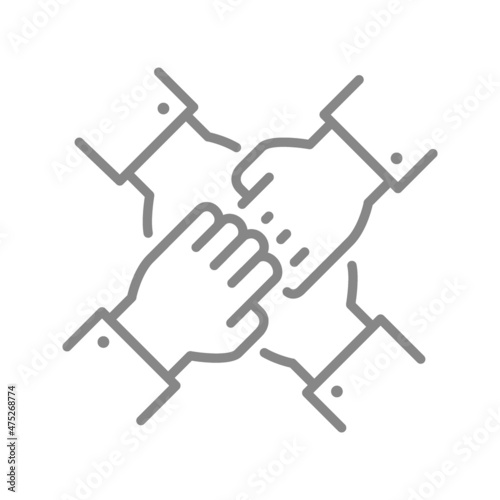 Team work line icon. Solidarity  support  teamwork  unity symbol