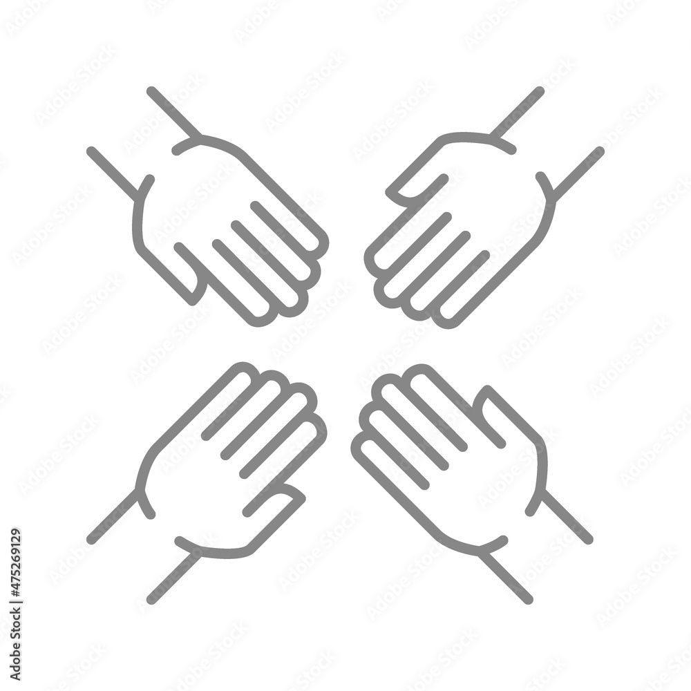 Friendship line icon. Support, teamwork symbol hand Friendship line icon. Support, teamwork symbol hand
