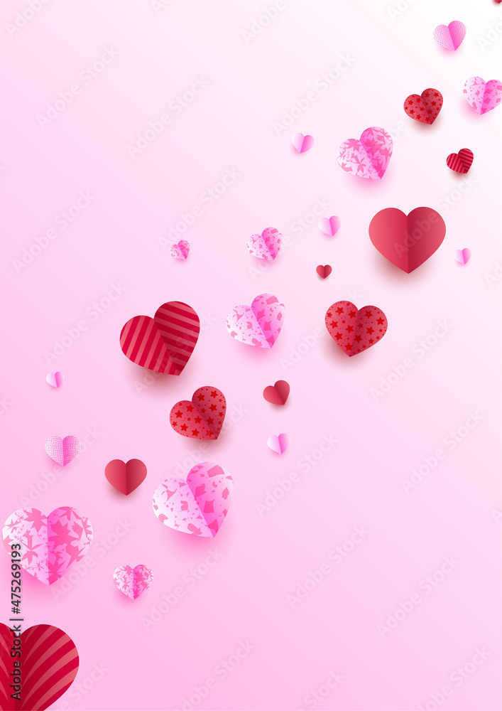Happy Valentine day Pink Papercut style Love card design background