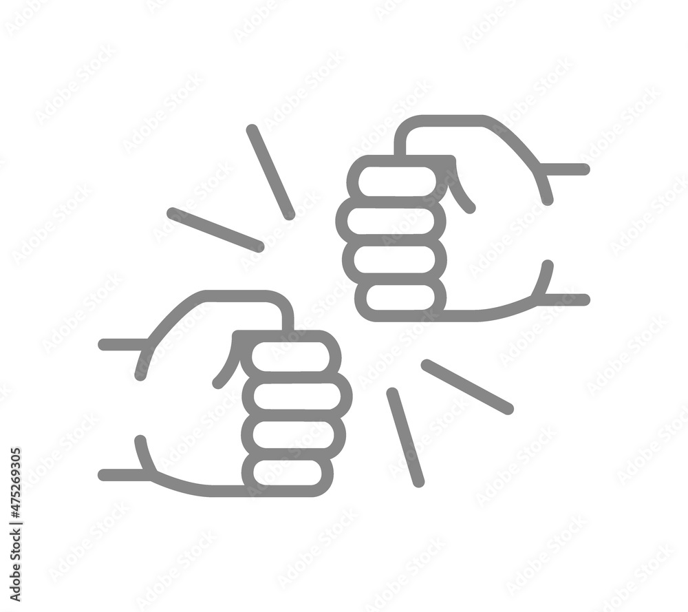 Fist bump line icon. Handshake, friendship symbol Fist bump line icon. Handshake, friendship symbol