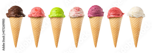 Obraz na plátně ice cream waffle cone on white background