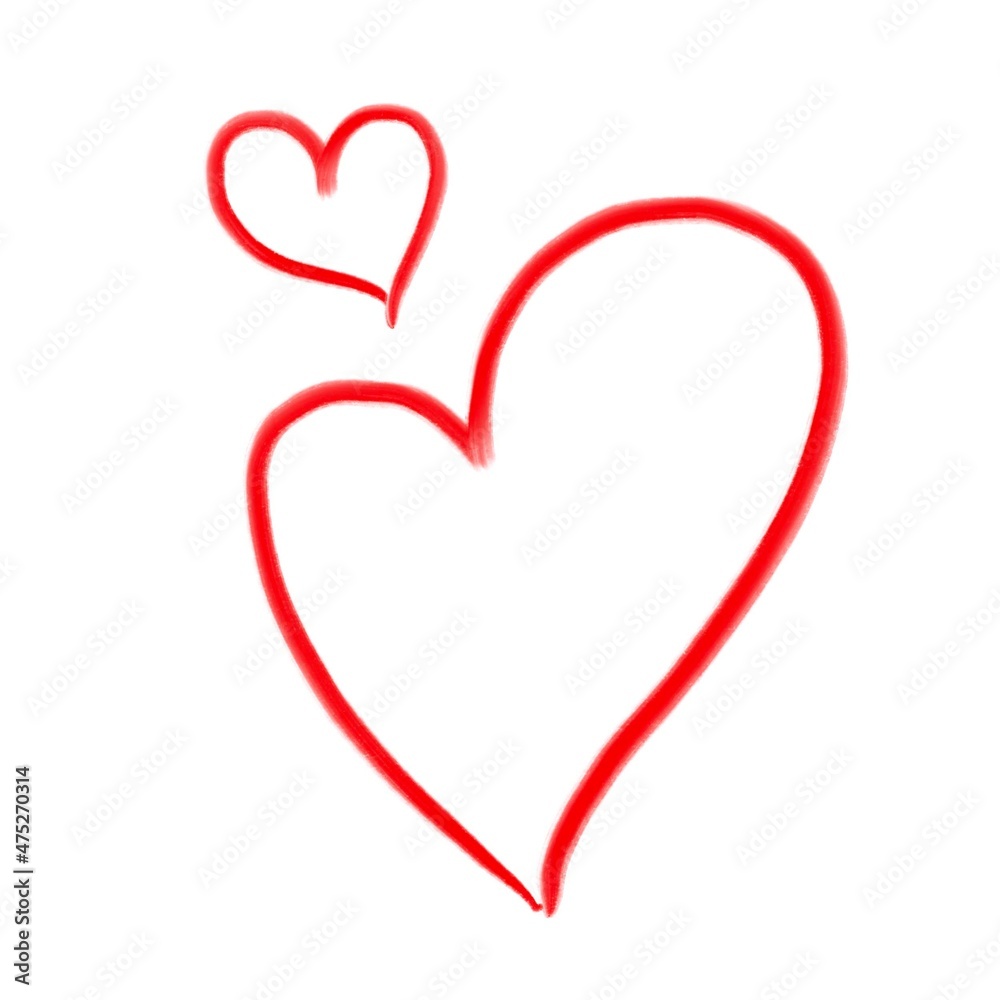 Set of red heart for valentine's day. Hand painted illustration. Design element for greeting card Set of red heart for valentine's day. Hand painted illustration. Design element for greeting card