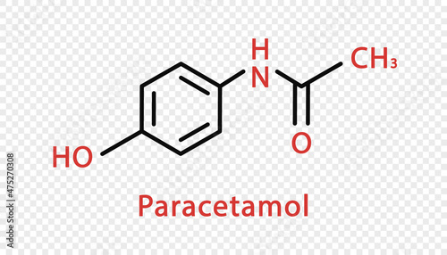 Paracetamol chemical formula. Paracetamol structural chemical formula isolated on transparent background. photo