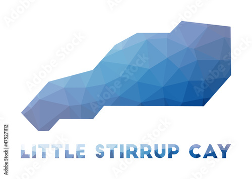 Low poly map of Little Stirrup Cay. Geometric illustration of the island. Little Stirrup Cay polygonal map. Technology, internet, network concept. Vector illustration.