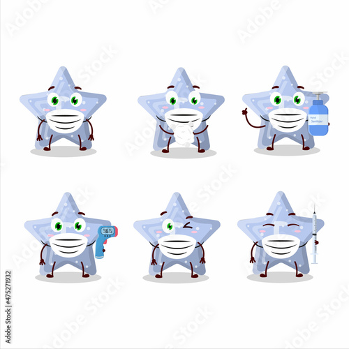 A picture of star blue gummy candy E cartoon design style keep staying healthy during a pandemic