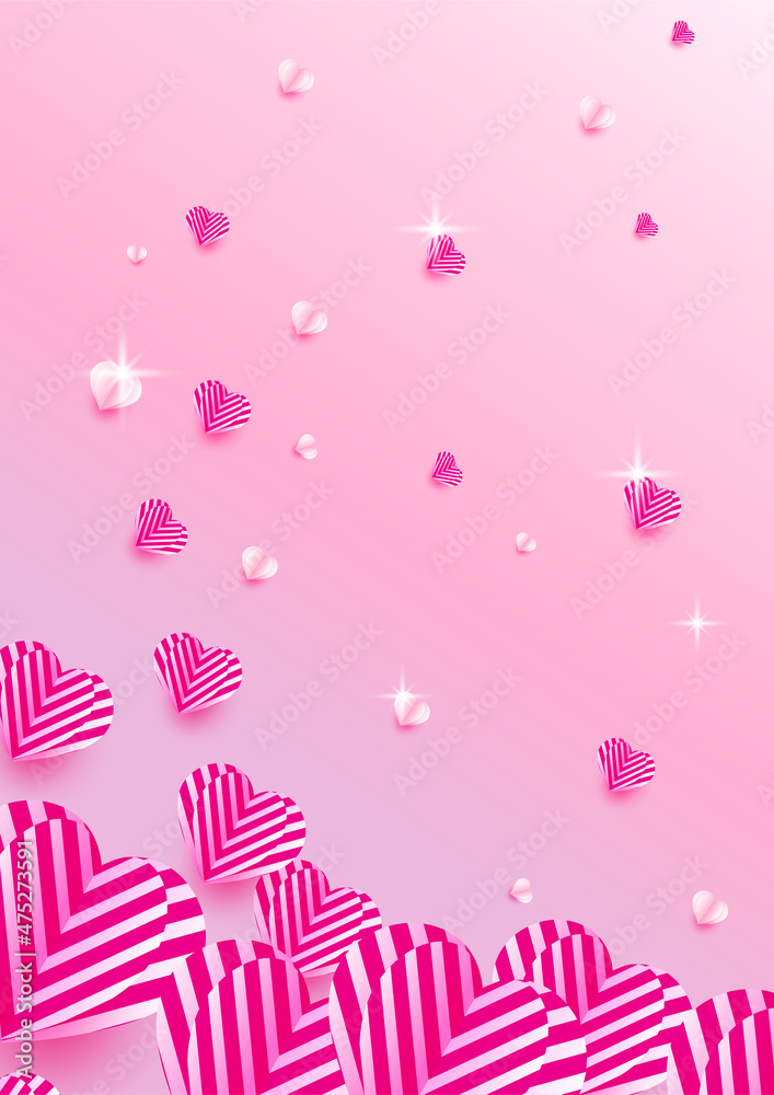 Spread Love pink Papercut style Love card design background Spread Love pink Papercut style Love card design background