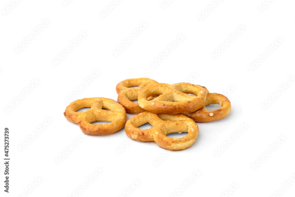 Mini salty pretzels isolated on white background. Mini salty pretzels isolated on white background.