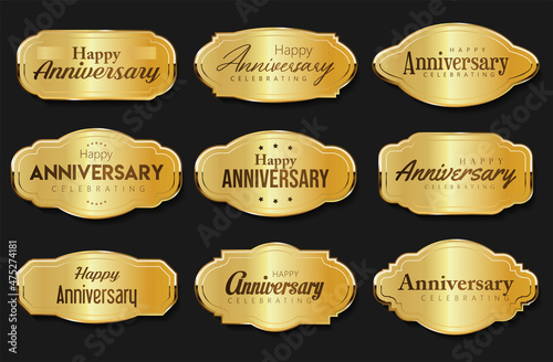 Collection of anniversary golden logotype celebration emblem