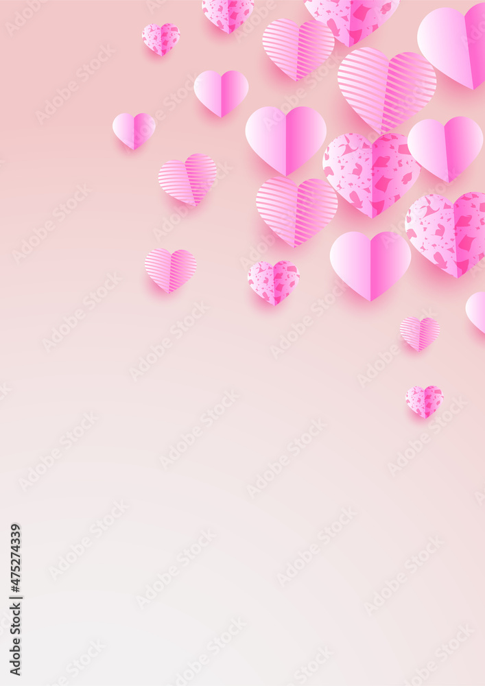 Lovely Glow Pink Papercut style design background. Design for special days, women's day, birthday, mother's day, father's day, Christmas, and wedding.