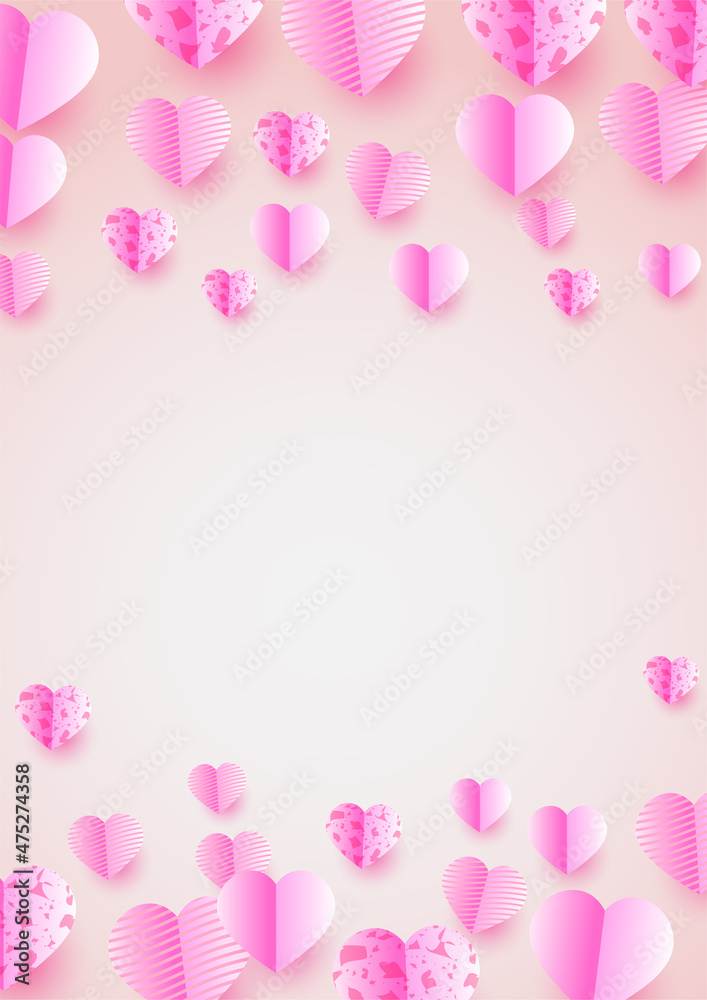 Lovely Glow Pink Papercut style design background. Design for special days, women's day, birthday, mother's day, father's day, Christmas, and wedding.