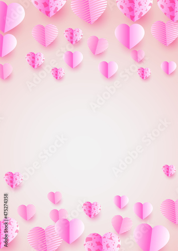 Lovely Glow Pink Papercut style design background. Design for special days, women's day, birthday, mother's day, father's day, Christmas, and wedding.