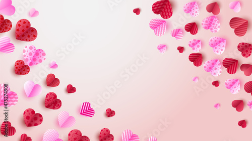 Spread love Red Pink Papercut style Love card design background