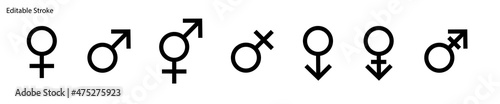 Gender Symbols Editable Stroke