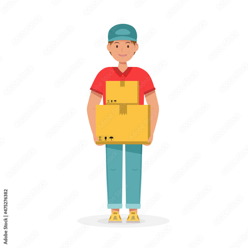 Delivery person with delivery boxes