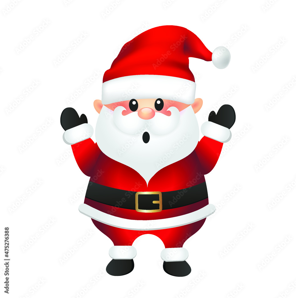 Santa Claus cartoon illustration isolated on white background. Santa Claus character waving and greeting.