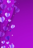 Valentine's day purple Papercut style Love card design background