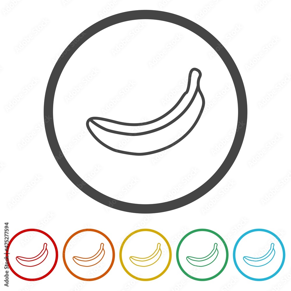 Banana icon isolated on white background color set Banana icon isolated on white background color set