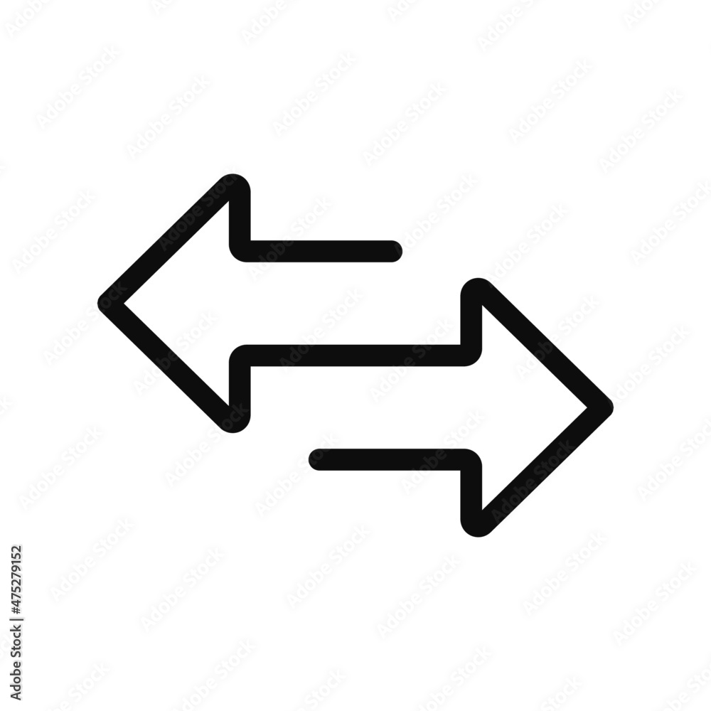 Transfer arrows one line icon. Vector black illustration opposite arrow symbol isolated on white background