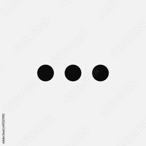 Three dots menu icon. Vector illustration of the 3 circles ellipsis symbol isolated on white background