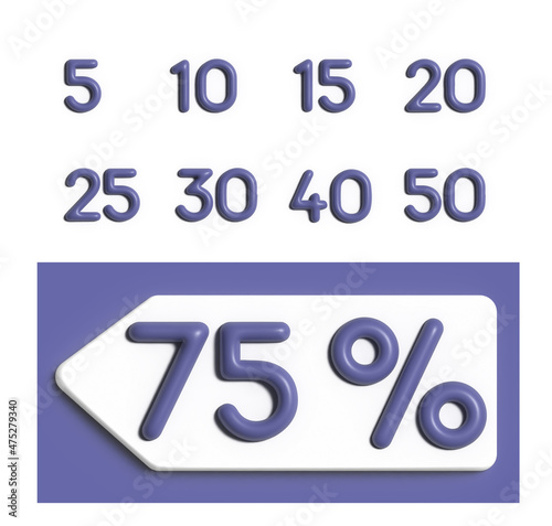 3d volumetric illustration of percentage discount