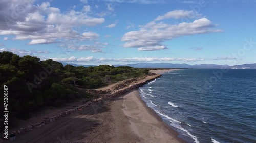 drone shots flying over beach and sea