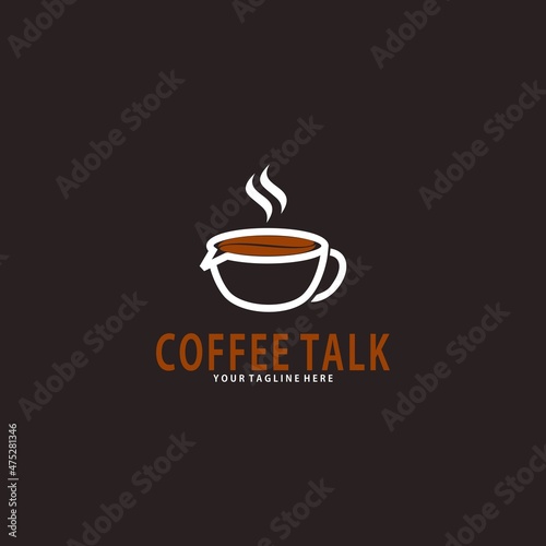 Coffee talk logo. Cafe and coffee shop logo icon. Vector illustration template design