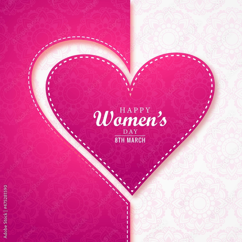 Realistic women's day greeting card with heart