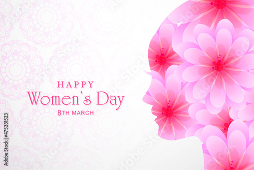 Beautiful female face womens day card background