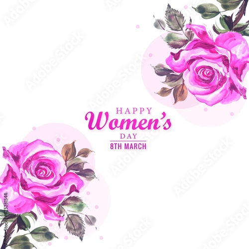 Womens day card with decorative flower design