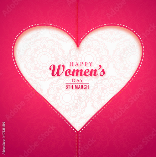 Realistic women's day greeting card with heart