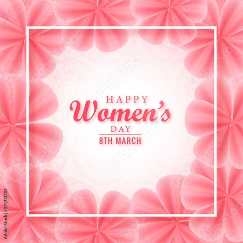 Happy womens day pink floral greeting card