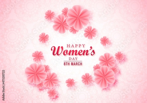 Happy womens day pink floral greeting card