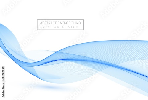 Abstract blue stylish flowing wave on white background