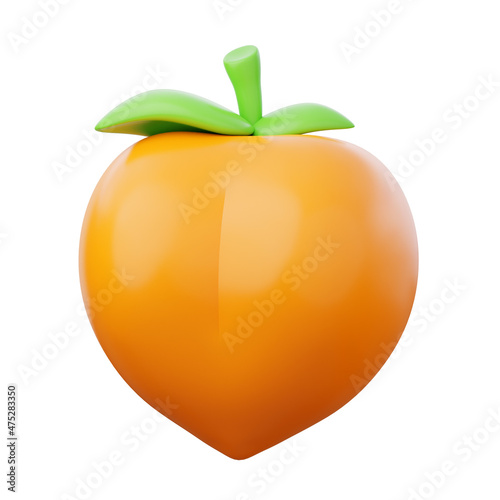 Ripe peach 3d render illustration.
