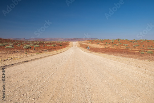 Namibian desert road are perfect to enjoy your 4x4 or campervan photo