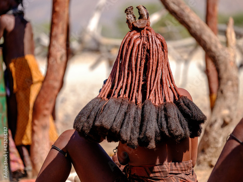 hairstyle details of a Himba girl photo