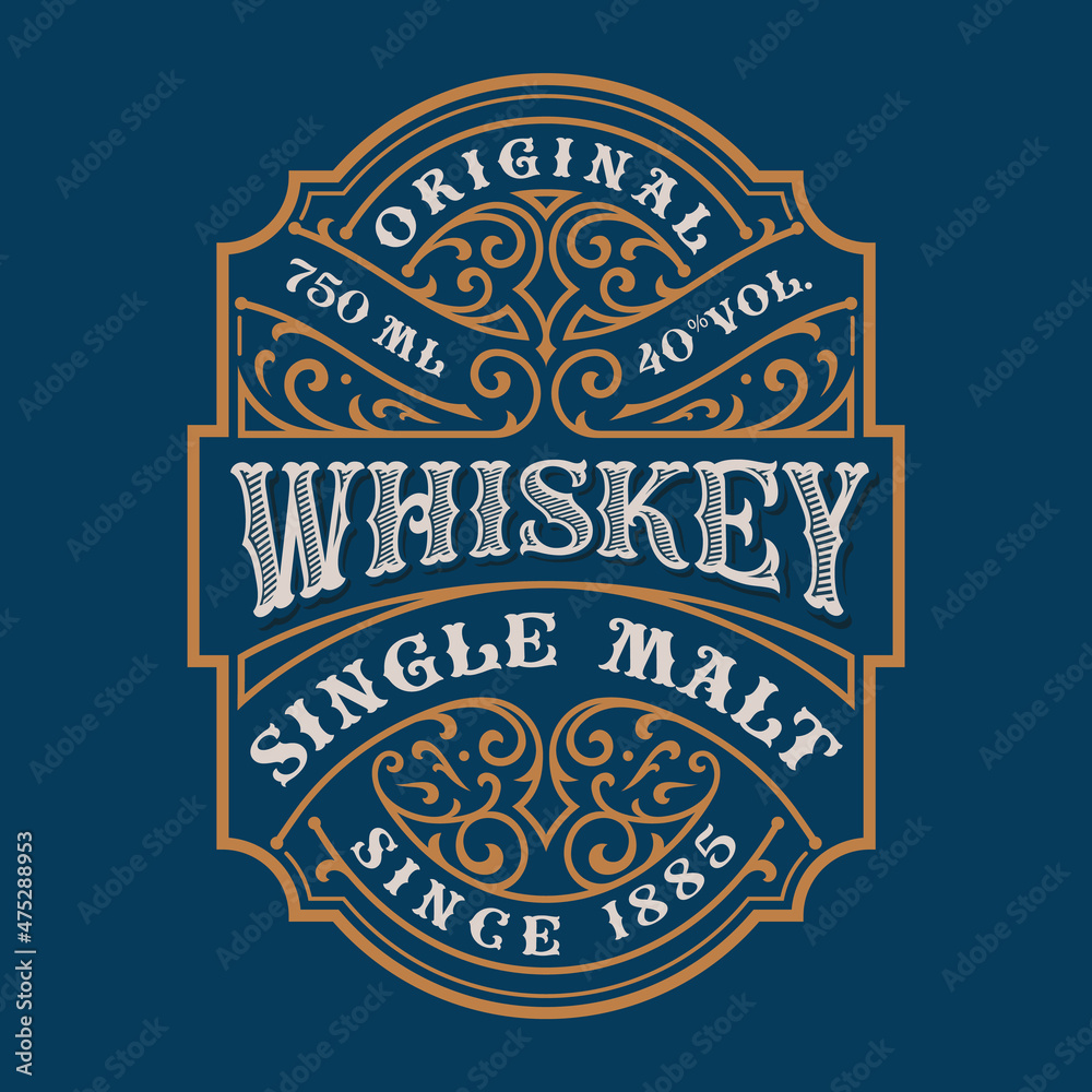 a template of a vintage alcohol label. All elements are on separate layers.