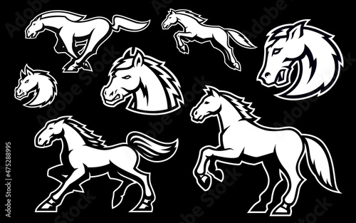 a set of vector hoses illustrations isolated on dark background