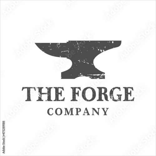 retro vintage blacksmith tools anvil logo design template vector
