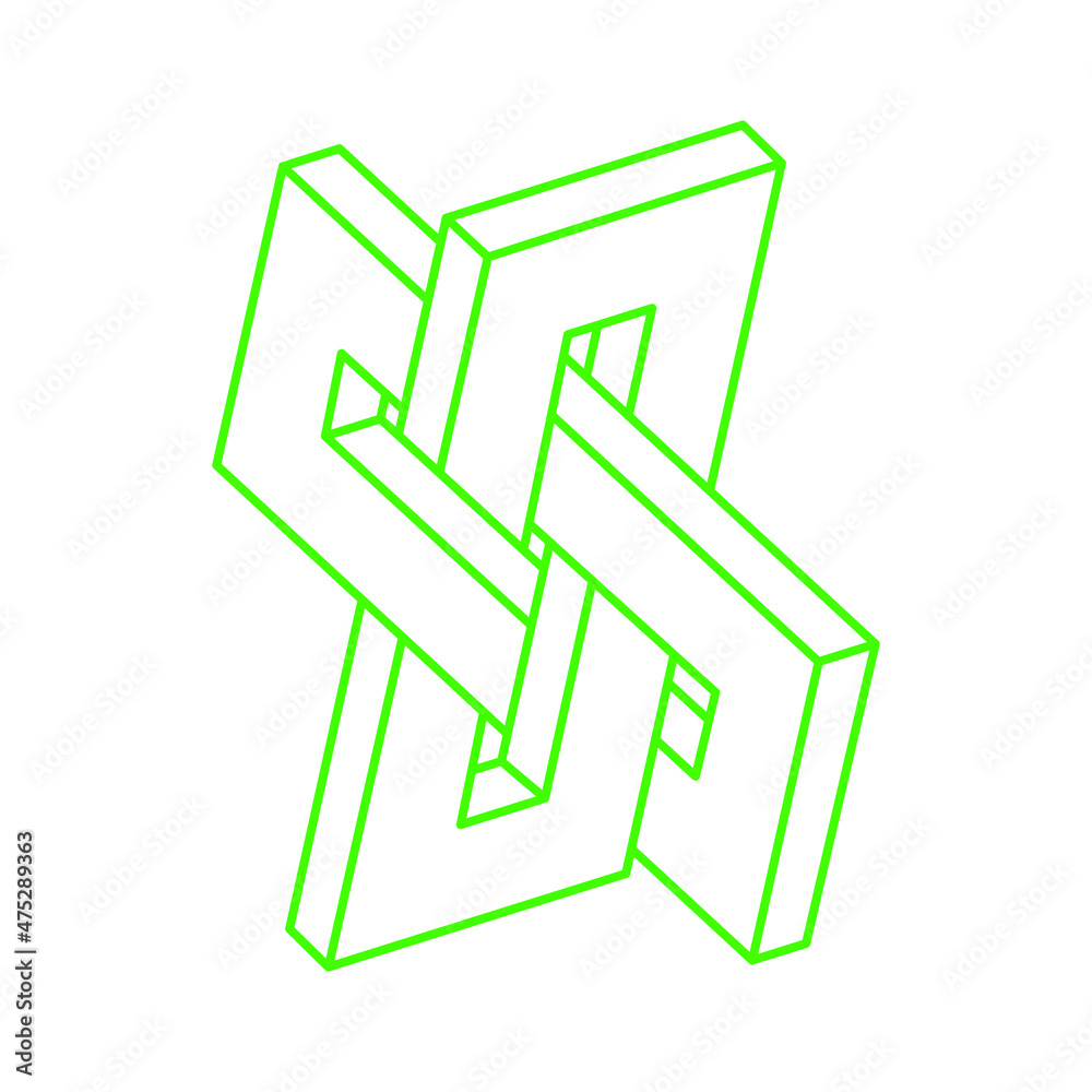Optical illusion. Impossible shapes. Sacred geometry figure. Abstract eternal geometric objects. Logo. Impossible endless outline. Optical art. Impossible geometry shape on a white background. Optical illusion. Impossible shapes. Sacred geometry figure. Abstract eternal geometric objects. Logo. Impossible endless outline. Optical art. Impossible geometry shape on a white background.