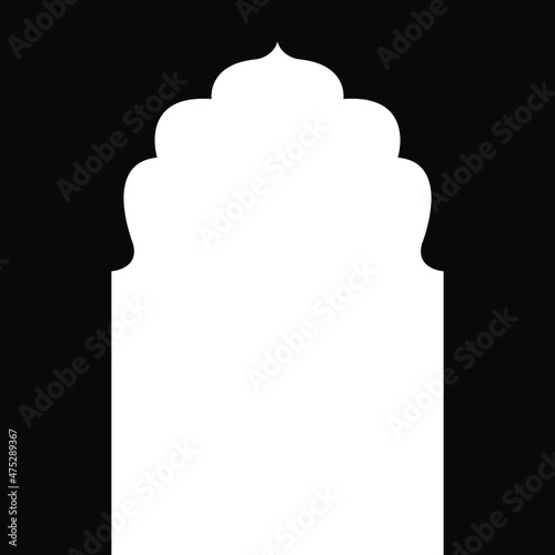 Black arch on white background, flat illustration in black and white colors isolated on white background