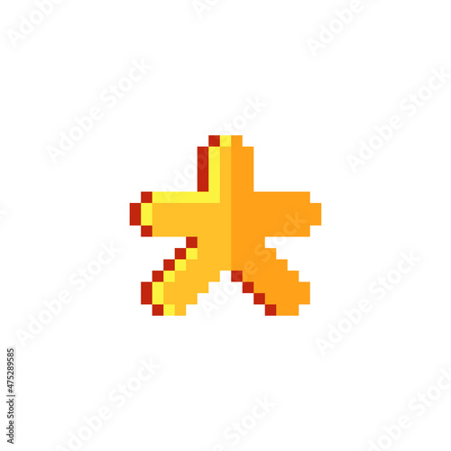 Gold star. Pixel art style. 8-bit. Isolated abstract vector illustration.