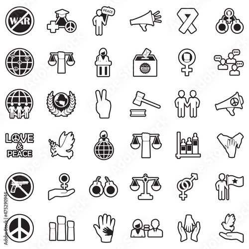 Human Rights Icons. Line With Fill Design. Vector Illustration.