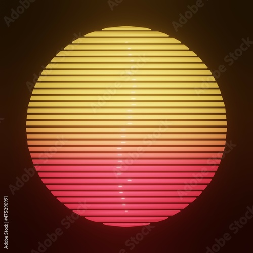 3d render of abstracted retro banner with lined sphere  © chalyshevae