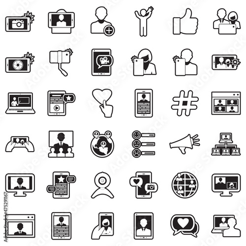 Influencer Icons. Line With Fill Design. Vector Illustration.