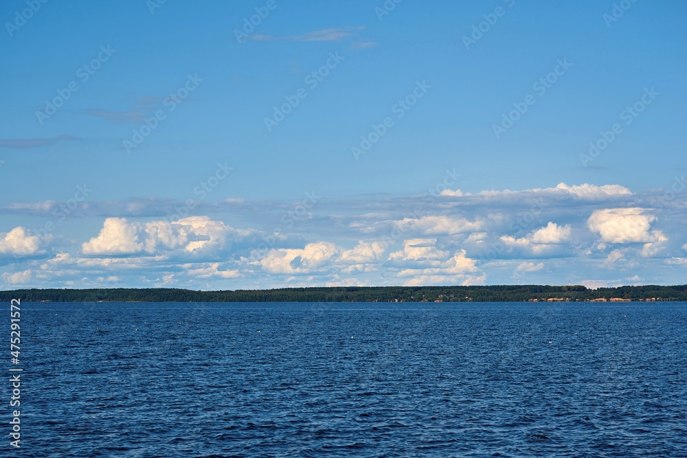 beautiful water landscape with horizon line