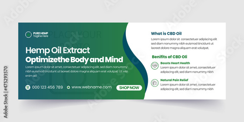 Hemp product cbd oil social media and cannabis sativa facebook cover or Facebook timeline Cover template Design

